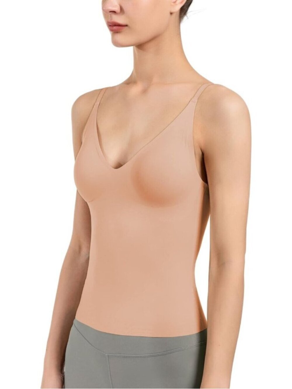 Women's Orange Fit Camisole with Built in Bra - Spaghetti Straps Camis Tank